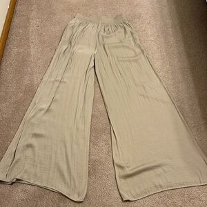 Zara Champagne Silk Wide Leg Pants